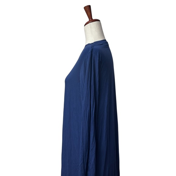 LAKE Women's Pajama Dress Size Medium Navy Blue Pima Long Sleeve Nightgown - Picture 4 of 12